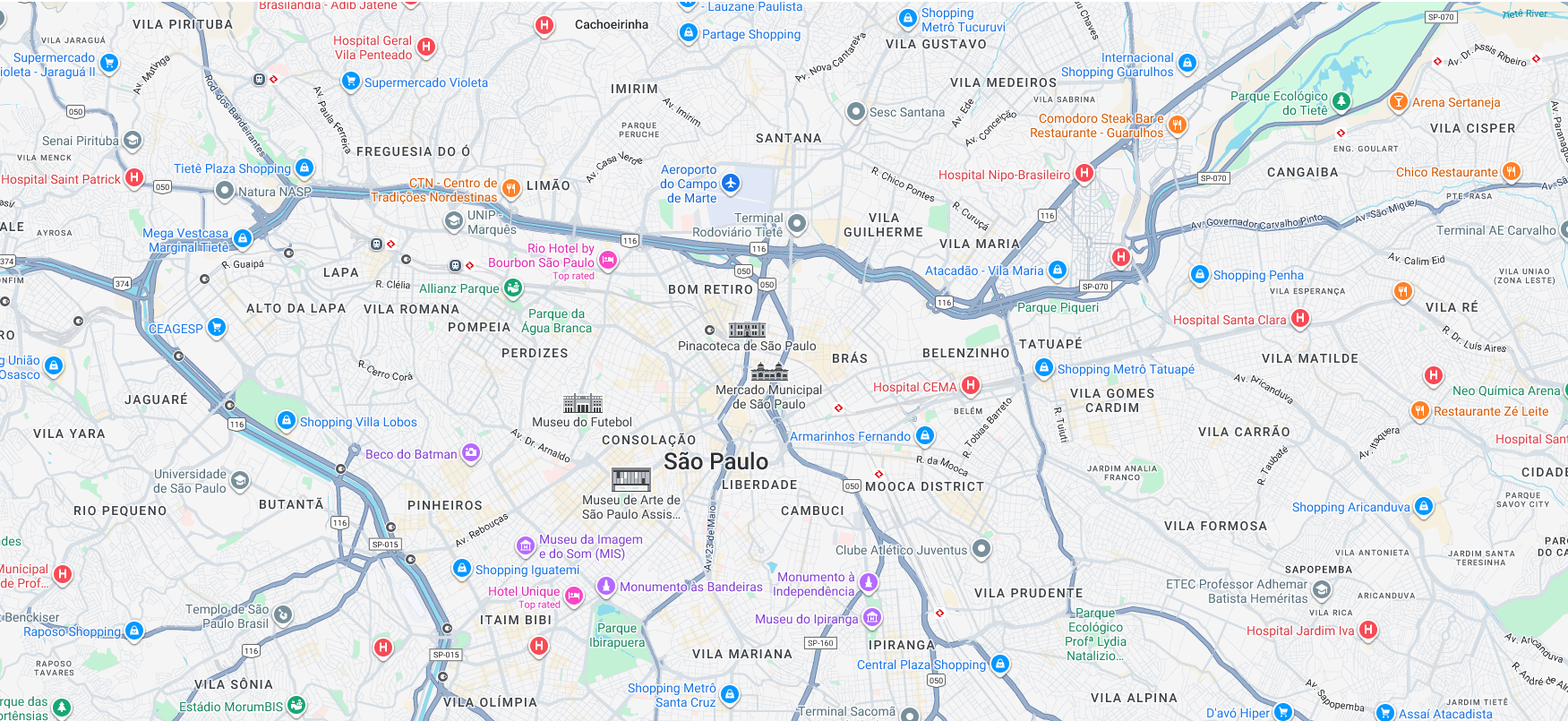 Mapa de São Paulo com monitoramento em tempo real