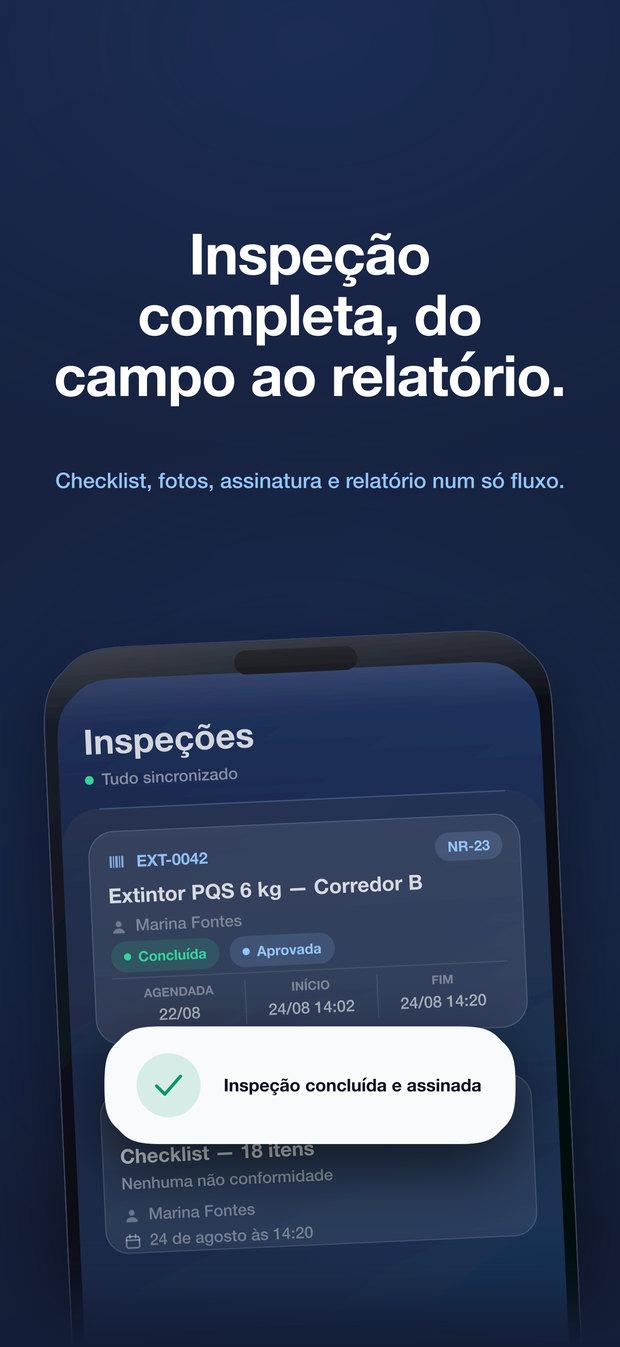 Tela de inspeções do app e-Seg
